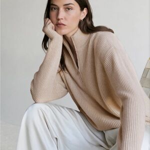 NWT Jenni Kayne Cashmere Half Zip Sweater